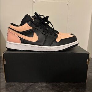 Nike Jordan 1 Low Men’s 8.5 Women’s 10 Crimson Tint Peach and Black Sneakers